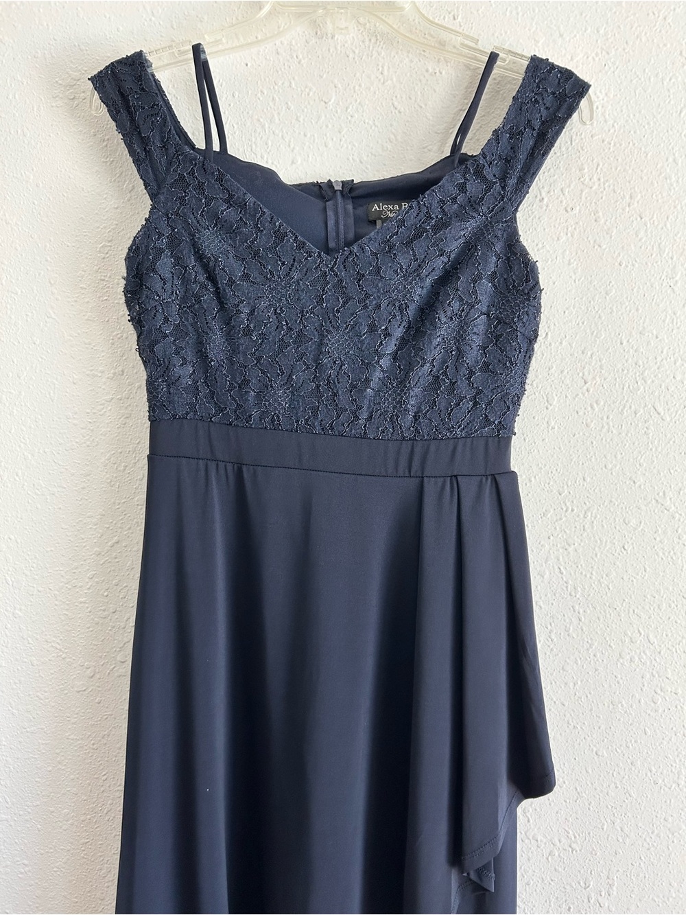 Alexa B Cocktail Dress Women's Size 6 Blue Lace Top Sleeveless Wedding Guest - Picture 2 of 9